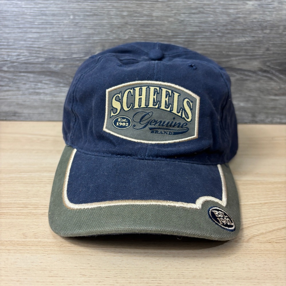 Vintage Scheels Hat Cap Strap Back Blue Sporting Goods‎ Store Adjustable